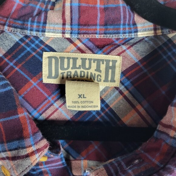 Duluth Trading Button Up Shirt Men's XL Blue Red Plaid Button-Down Collar - Picture 4 of 8